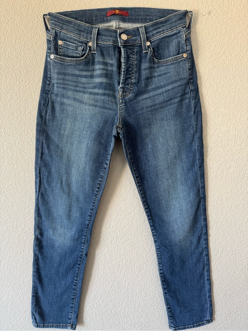 7 For All Mankind Medium Blue Slim High-Rise Jeans